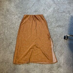 a new day Brown Polka Dot Midi Skirt